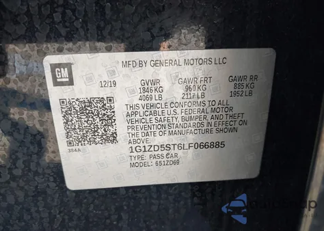 2020 Chevrolet Malibu Fwd Lt z USA, uszkodzony, nr VIN 1G1ZD5ST6LF066885